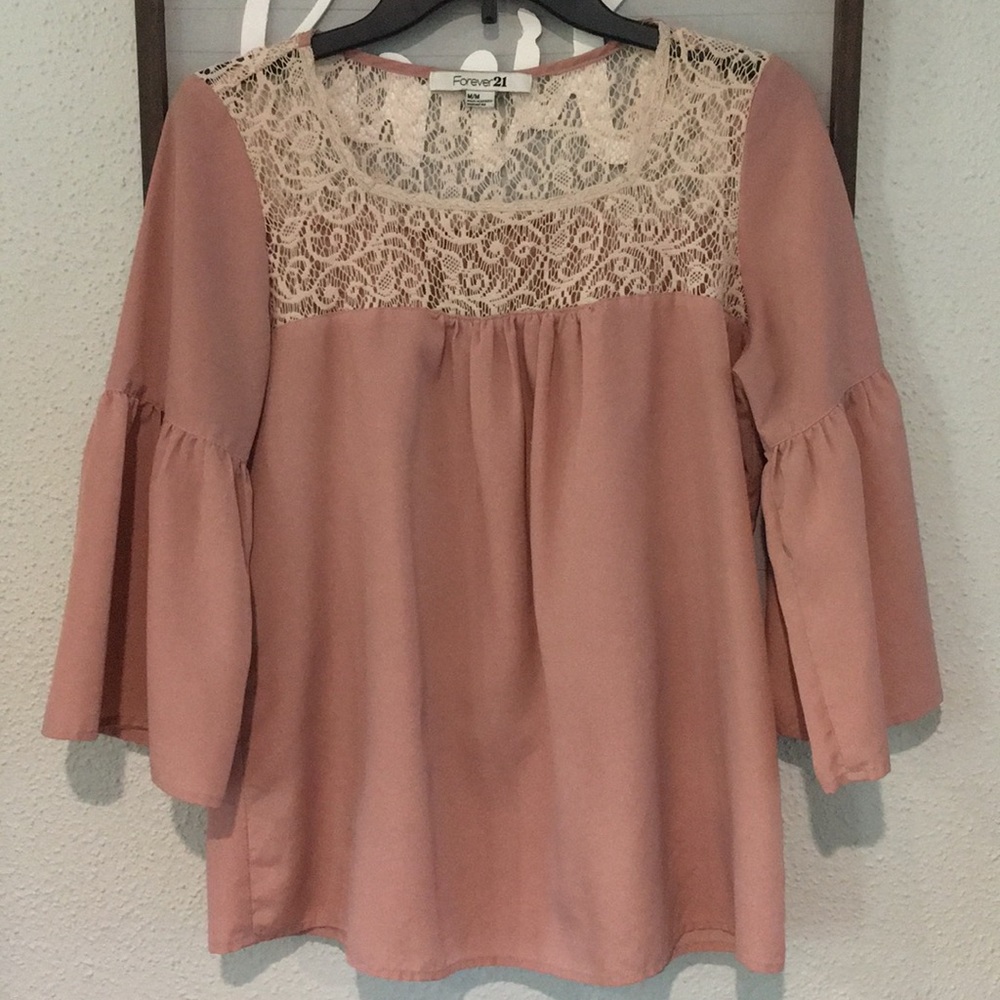 Rose pink peasant top